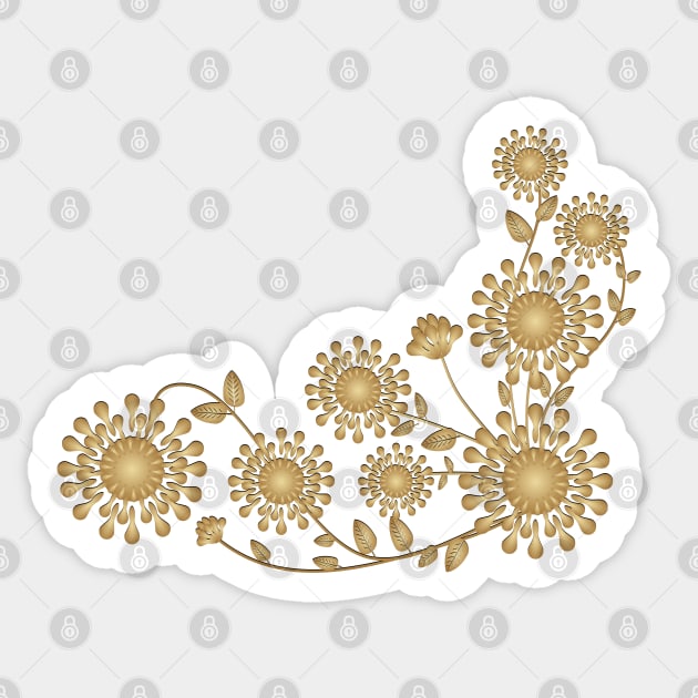 Golden and Beige abstract floral illustration Sticker by ikshvaku